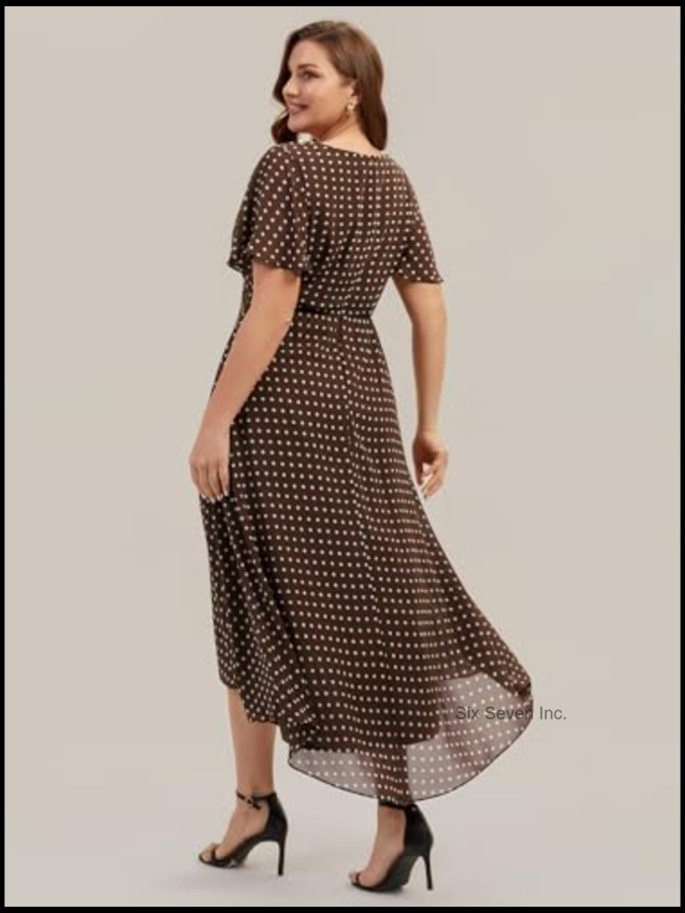 Plus Size V-Neck Chiffon Formal Dress High-Low Ruffle - Picture 2 of 5
